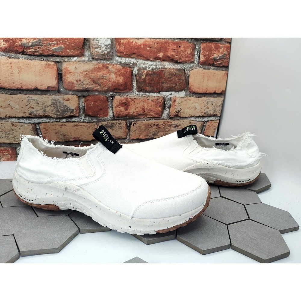 HOLO Footwear Eco Mens 14 White Canvas Slip On Summer Linen Style Casual Loafers